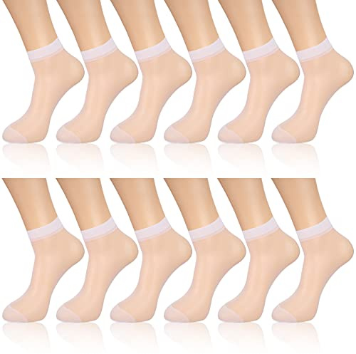 Geyoga 12 Paia Calzini Velati Trasparente in Nylon per Donna (Bianco, M)