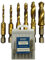 Rennie Tools - 6 Piece Combination Tap And Drill Set Titanium Coated M3 M4 M5 M6 M8 M10 Hex Shank Metric Coarse