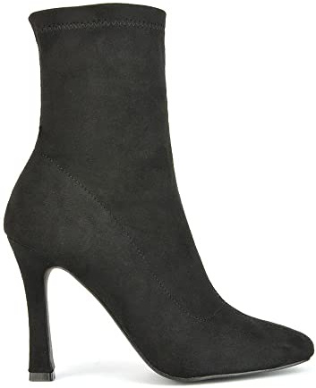 Womens Sock Stretch Stiletto High Heel Ankle Boots Ladies Chelsea Booties Shoes Size 3-8