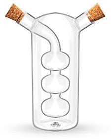 Wilmax | 2in1 Glas Essig-Öl-Flasche | 2-teiliges Ölspender Set | 300 ml / 60 ml | Essigspender | Flaschen zum Befüllen