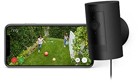 Ring Außenkamera Netzstecker (Stick Up Cam Plug-in) | Überwachungskamera aussen mit 1080p-HD-Video, WLAN, witterungsbeständig, geeignet für dein Haus & Grundstück, Alexa-kompatible Sicherheitskamera