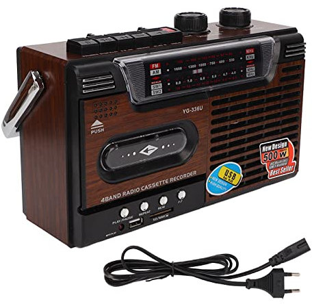 Mise à Niveau du Lecteur CD et Cassette TR621 avec Télécommande, Radio Portable Boombox AM FM, Lecteur MP3, Son Stéréo, USB, Port TF, pour la Famille (Prise UE)