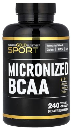 California Gold Nutrition Sport, Micronized BCAA, Branched Chain Amino Acids, 240 Veggie Capsules