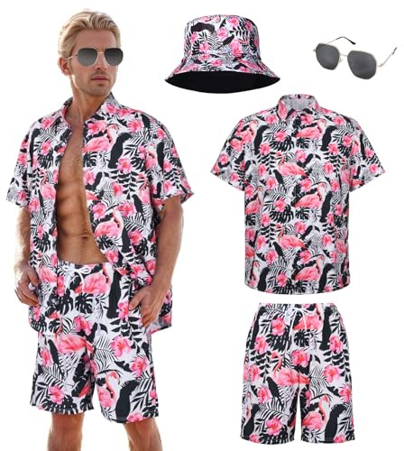 HarnyLoom Camisa Hawaiana Hombre Funky Manga Corta Conjunto Estampada Playa Vacaciones Impresión de Hawaii