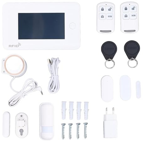 Système de sécurité Domestique Intelligent, avec Alarme à Décibels élevés, Télécommande, Fonction d'interopérabilité Vocale à 2 Voies (Prise UE)