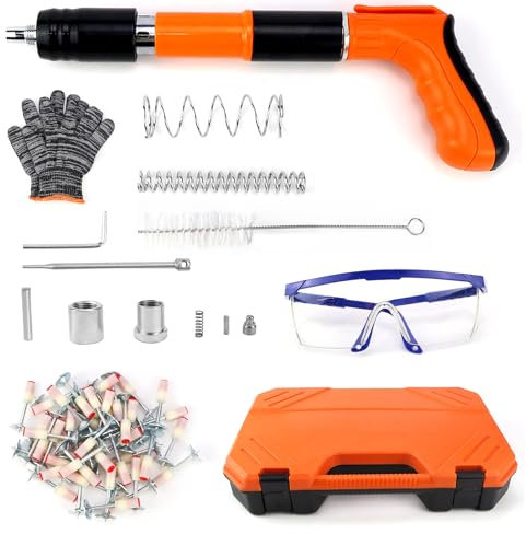 Jeinbuil Nagelpistole aus Stahl, bolzenschussgerät für Deckenwandanker, Betonwände（mit 200 runden Nägeln）