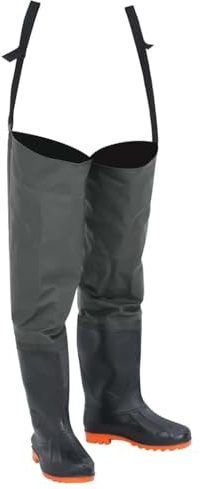 vidaXL Hip Waders Adjustable Waterproof Knees Thigh Wader Dark Green Size 42 - PVC Coated Polyester for Fishing, Hunting, Farming