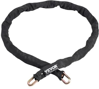 VEVOR Candado de Cadena de Seguridad para Bicicleta de φ9,5 x 1800 mm, Candado de Acero Resistente y Antirrobo de Seguridad para Bicicletas, Motocicletas, Scooters, Puertas, Cercas, Portones, Negro