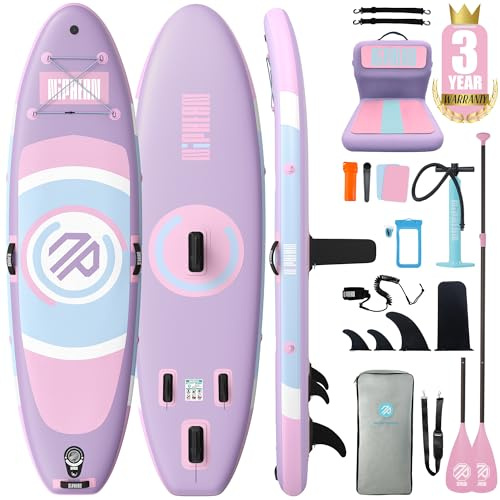 Niphean Tabla Paddle Surf Hinchable con Asiento (Ultraligero) Sup para Mujeres Aleta StabilTrac™ con +30% De Estabilidad, Superficie Antideslizante, Ideal para Yoga Y Apto para Mascotas