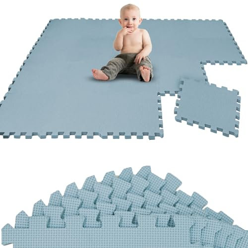LittleTom 18 Teile Spielmatte Baby Puzzlematte ab Null - 30 x 30 cm Krabbelmatte Bodenmatte Kinder - Puzzle Teppich Kinderzimmer Matte - Outdoor Bodenschutzmatte Spielteppich Eva Schaumstoff Isomatte