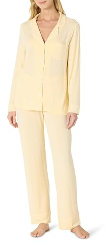 Amazon Essentials x Sofia Grainge Women's Stretch Modal Long-Sleeve and Full-Length Bottom Pajama Set, Pale Yellow, Small