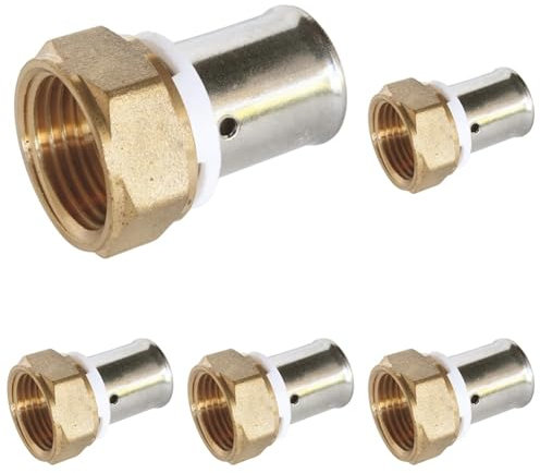 SOMATHERM FOR YOU, Raccord à sertir femelle 15/21 pour tube PER Ø16 - Installation rapide et fiable, acier inoxydable, compatible avec profils H, U, RF, pression max 10 bars (Lot de 5)