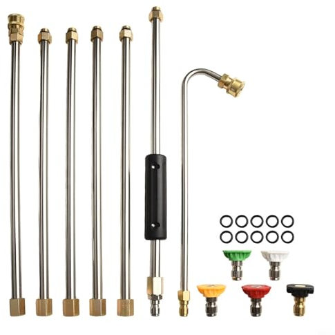 Nettoyeur haute pression pour gouttière, extension de nettoyage de gouttière, kit de nettoyage de toit 4000 PSI avec 5 buses