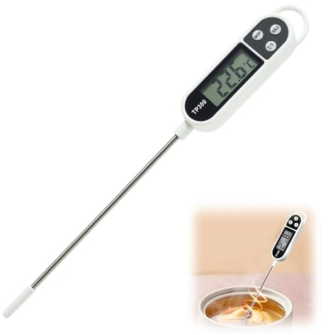 LCD Digital Kitchen Thermometer, Cooking Thermometer with Long Probe and High Precision, Water Thermometer 3S Instant Read, Cooking Thermometer Suitable for Kitchen, Grill, Water, Milk, Meat