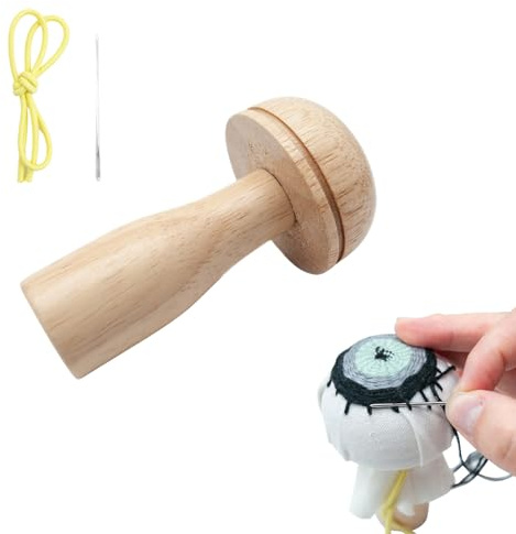Darning Mushroom Kits with Sew Threads, Lovely Wooden Mushroom Darner, Darning Darner Set for Socks, DIY Speedweve DAR-ning Tool for Sewing DAR-ning Needle Patch Holes in Clothes