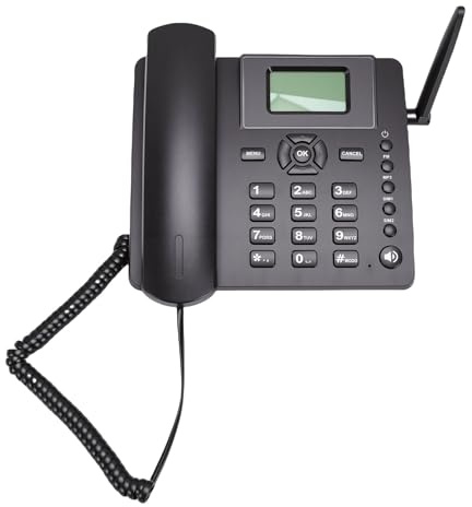 Elprico Kabelloses GSM-Tischtelefon, Dual-SIM-Karte, Quad-Band 2G, Schnurloses Festnetztelefon mit Integriertem Radiowecker und Externer Antenne für Zuhause und Büro