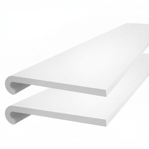 Windows 4 You White uPVC Bullnose Window Sill Cover 240mm, 2 Pack (2 Boards), Rounded Edge Capping Board with End Caps Included, Length Options (1.25 m)