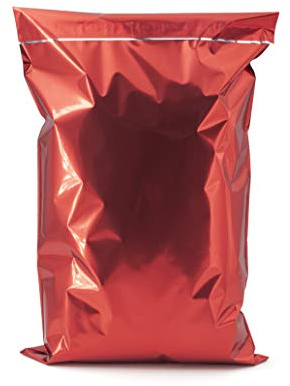 Italpak Sacs Cadeaux Métallisées Patiné Auto-adhésifs, 50 Pièces, Rouge, 15x23+4 cm