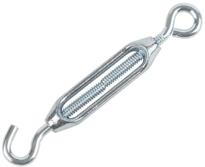 Hardware Solutions - Turnbuckle Wire Tensioner - Hook & Eye Rope Cable Tension Set for Chain, Rope & Fence Wire - M5 (1/4) - Zinc Plated - Pack 1