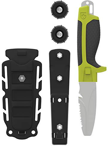 GEAR AID Tanu Tauch- und Rettungsmesser mit Scheide und B.C.D. Adapter, 7.6 cm Klinge, NAV Green