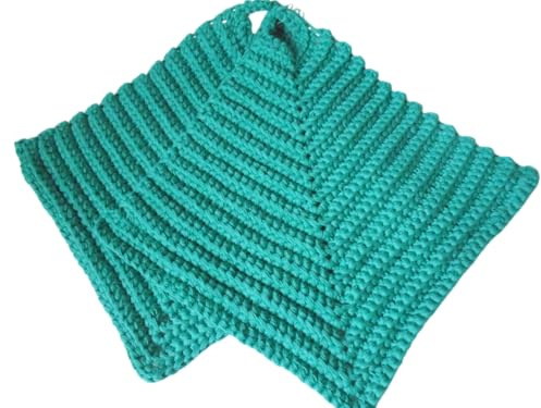 Aktion-WSV-2er Set handgehäkelter Topflappen in türkisem Baumwollgarn handgefertigt -handgehäkelt