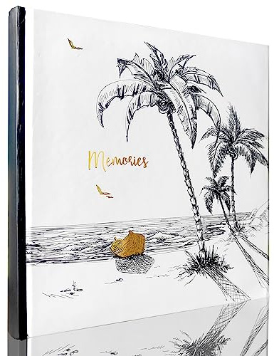 Holoary Photo Album 4x6 160 Photos Two Pictures Per Page, Memo Writing Area for Each Pocket, 160 Pockets 4”x6”, Printed Book Cover Travel Design Natural Beach Vacation Honeymoon Memories