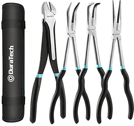 DURATECH 4 PCS Extra Long Needle Nose Pliers Set, Premium CRV Steel