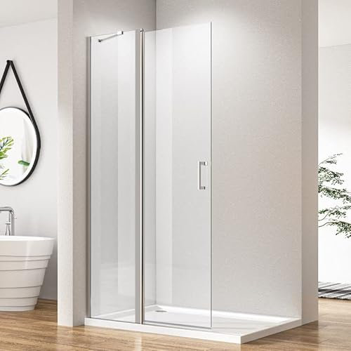 Goezes Walk in Duschwand, 120x185 cm Pendeltüren Walk in Dusche Schwingtür Duschtrennwand Walk-in Duschabtrennung Walk in Dusche 6mm ESG-Sicherheitsglas Nano Beschichtung