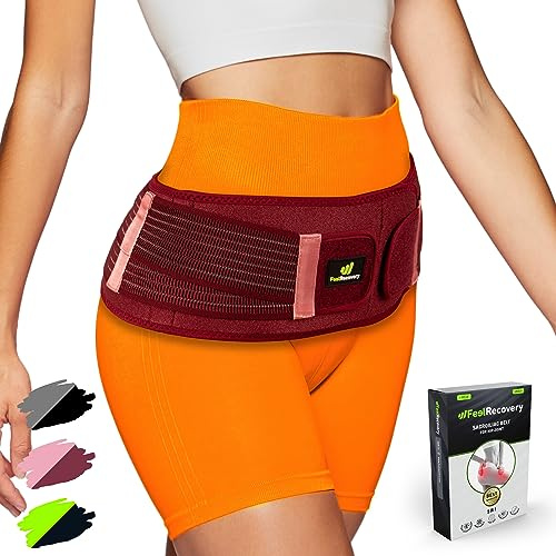 Ceinture Hanche Sacro-iliaque SI Femme et Homme - Ceinture Lombaire pour Soulager Douleur Sciatique, Pelvienne, Hernie Discale, au Dos, Jambes & Grossesse - Néoprène, Ajustable et Respirant