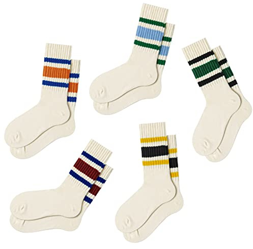 Fszsaa Fun Novelty Socks For Women Striped Retro Crew Socks Sporty Calf Socks Casual Cotton Socks Women