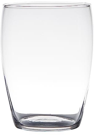 Matches21 Elegante Jarrón de Flores Moderno para Decoración de Salón - Cristal Grande, Diámetro 14 x 20 cm, Redondo para Mesa de Pie