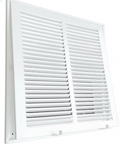 Fits 12x12 Duct Opening | Steel Return Air Filter Grille by Sierra Grates | Vent Cover Grill for Sidewall and Ceiling | White Powder Coated with Frame