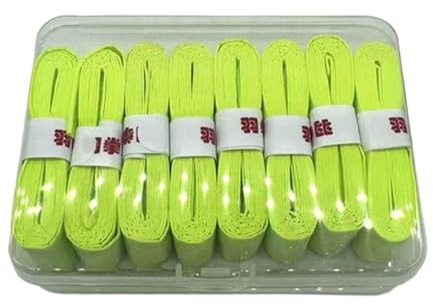 Qianly Lot de 8 Poignées de Raquette Antidérapantes pour Badminton, Pickleball, Squash, Absorption de La Transpiration, Vert Fluorescent