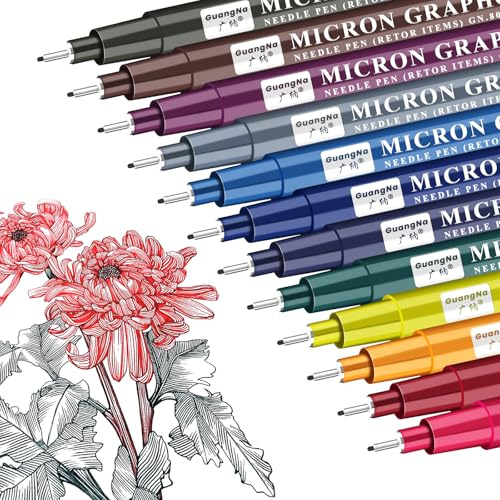 Fineliner Pens,12 Colors Retro Coloured Fine Liner Pens, 0.5mm Fineliners for Art Supplies Artist and Adult, Drawing, Sketching, Writing, Scrapbooking, Anime, Manga