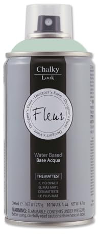 Fleur Chalk Paint Spray Extra Opaque Water Odour Free Multi-Surface 300 ml F79 Malmo Green Chalk Effect Shabby Chic Vintage Furniture for Indoor and Outdoor Use