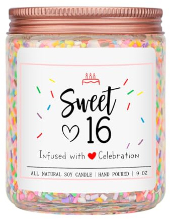 Homsolver Sweet 16th Birthday Gifts for Girls, Vanilla Cream Scent Best Ideas Birthday Presents for Daughter, Friends, Sister, Handmade Aromatherapy Candle Birthday's Decorations for Girls