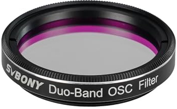 Svbony Filtro per telescopio SV220 a doppia banda, filtro per nebulosa a banda stretta H-Alfa e O-III per fotocamere a colori One-Shot, filtro per l'inquinamento luminoso per astrofotografia (3,2 cm)