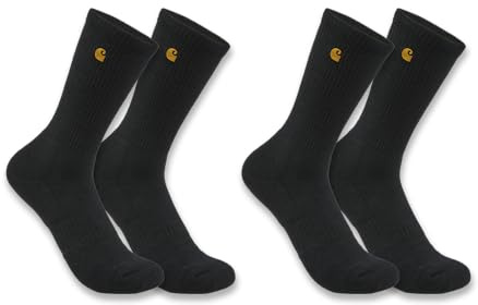 Carhartt Calcetines Force Midweight Crew Pack de 2 Trabajo, Negro, M para Hombre
