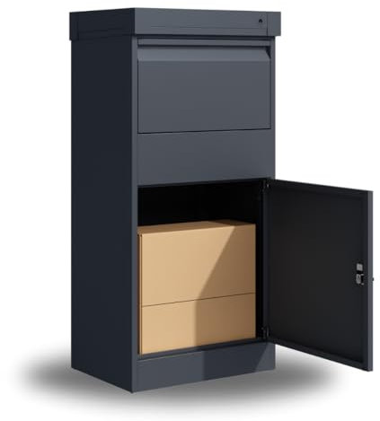 4gardenz® Stehender Paketbriefkasten – Briefkasten – Paketbox – Extra groß – Diebstahlschutz – Anthrazit