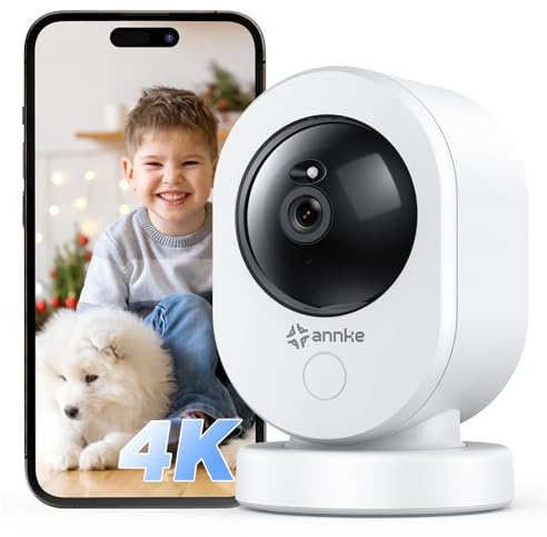 ANNKE 4K inomhus wifi övervakningskamera, 360° trådlös kamera för bebis/djur, AI mänsklig rörelsedetektering, nattsyn, MIPC-app