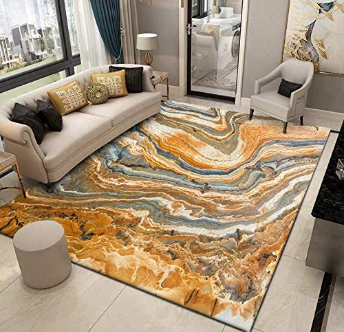 XESZIEO Teppich Wohnzimmer Kurzflor,200 x 300 cm,Moderner Teppich FüR Den Innenbereich,Waschbar Schlafzimmer Teppich,Weicher & Pflegeleichter,Abstrakt Grau Orange