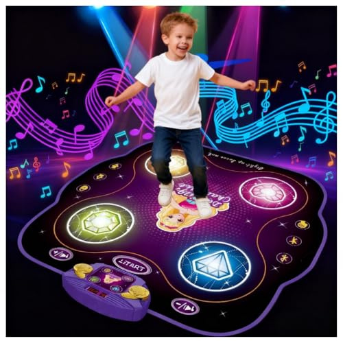 Dance Mat, Kids Toys for 3 4 5 6 7 8 Years Old Girls& Boys, Light Up Electronic Dance Pad with Bluetooth, 9 Challenge Levels, 4 Modes, 4 Sensitive Step Key, Anti-slip, LED Display, Birthday Xmas Gift
