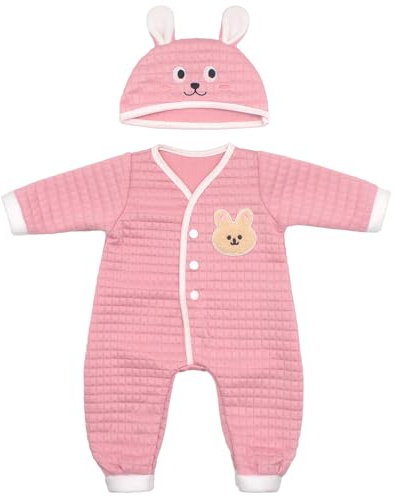 ZWOOS Dockkläder 50–55 cm, rosa kanindräkt kompatibel med nya födda babydockor, presenter till flickor, barn