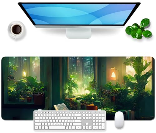 Ridilozey Musmatta, stor grön XL-gamingmusmatta, desk pad, stor skrivbordsmatta, kontorstillbehör, skrivbordsunderlägg, 80 x 30 cm (grön)