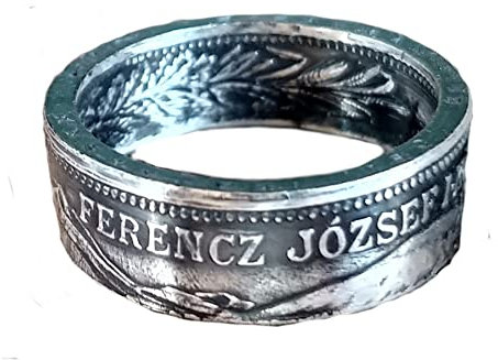 Coinring, Münzring, Ring aus sehr alter Münze (1 Krone Österreich/Ungarn von 1912-1915), 835er Silber - Double Sided coin ring - Größe wählbar, handgeschmiedetes Unikat