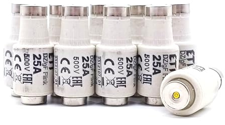 10 x DII Schmelzsicherung Sicherungseinsätze Niederspannungssicherung Neozed-Schraubsicherung (DII - 25A - gelb) (DII 25A gelb)