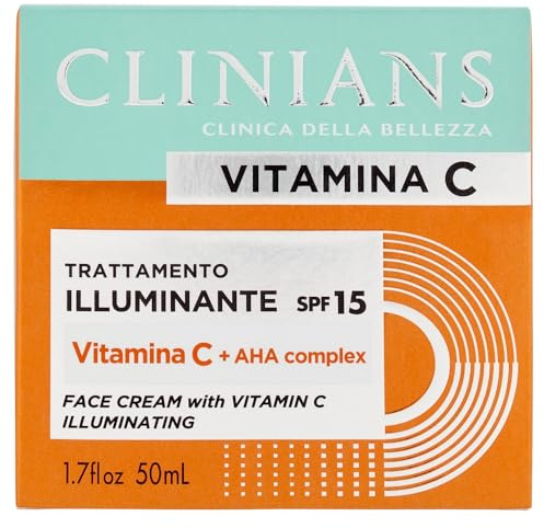 CLINIANS | Crema Viso Illuminante Vitamina C, Energizzante, Dermatologicamente Testato, Made in Italy, 50 ml