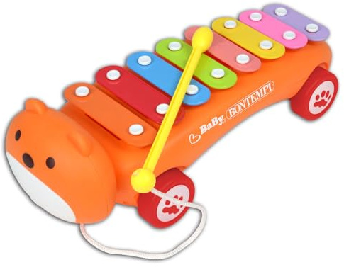 BONTEMPI - Babymelody Xylophon mit Rädern für kleine Musiker in Bewegung 8 Bunte Metallnoten Schlägel inklusive Maße 340x135x120 mm