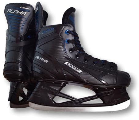 Alpha GRAF - Pattini da ghiaccio unisex per adulti, anziani, tempo libero, hobby, hockey su ghiaccio, nero/blu (42)