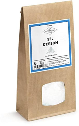 MY COSMETIK - Sale di Epsom - Sale rilassante, esfoliante e remineralizzante - Per bagni, scrub e trattamenti - 100% puro e di origine naturale - 200 g in busta kraft